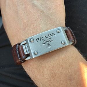 Unisex Prada Leather Bracelet